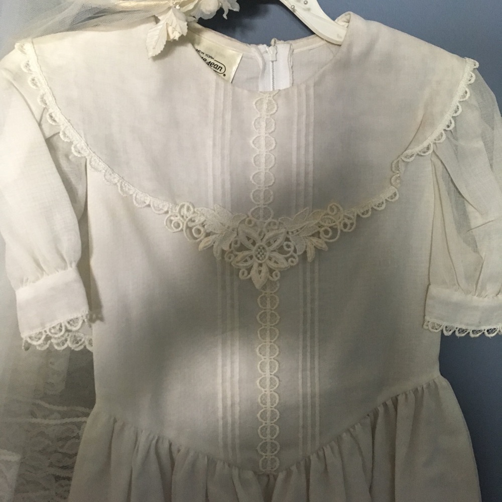 Communion or flower girl dress and veil.